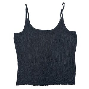 Silk Black Smocked Cami Tank Top Camisole Minimalist Capsule Simple Layering y2k